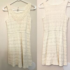 xhilaration Girl's ivory white boho Lace shift Dress  Large 10-12